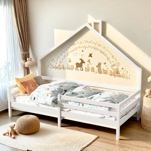 FreeWind Kinderbett 90x200 cm– Hausbett mit Rausfallschutz & Lattenrost – Montessori Kinder Bett aus Massivholz Kiefer, Kinder Bett für Jungen und Mädchen in Weiß FreeWind Kinderbett 90x200 cm– Hausbett mit Rausfallschutz & Lattenrost – Montessori Kinder Bett aus Massivholz Kiefer, Kinder Bett für Jungen und Mädchen in Weiß von FreeWind