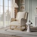 FreeWind Schaukelstuhl, Relax Lounge mit gepolsterter Sitzfläche, Gepolsterter Stillstuhl mit Holzbeinen & Seitentaschen, für Wohnzimmer, Schlafzimmer, Babyzimmer, Beige von FreeWind