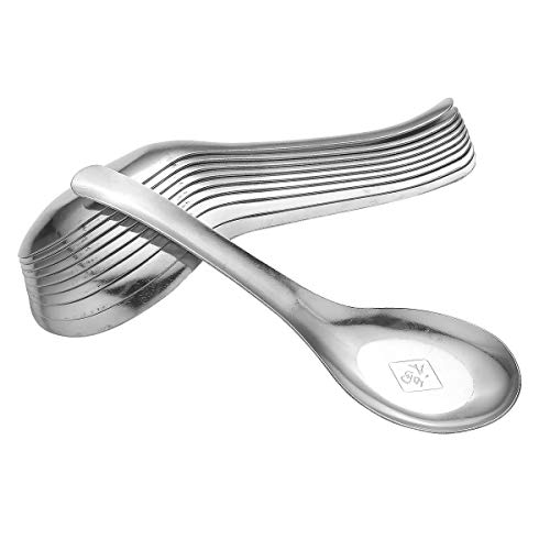 Freebily 10 Stücke Chinesische Suppenlöffel Edelstahl Löffel Reislöffel Dessertlöffel Häppchenlöffel Partylöffel Home Küche Besteck Kochgeschirr Silber C 17.5 x 5cm von Freebily