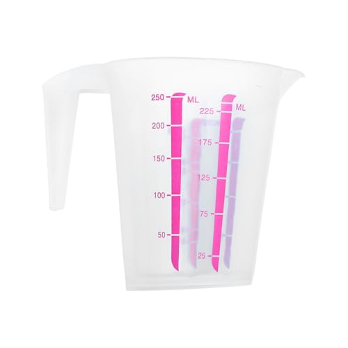 Freebily 1Pcs Klarer Messbecher Kunststoff Measuring Cups 250ML 500ML 1L Kunststoffbecher Wiederverwendbar Messkanne für Küche Labor Klar Rosa A 250ML von Freebily