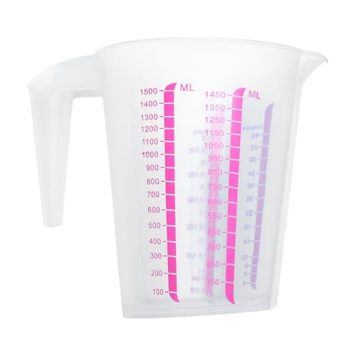 Freebily 1Pcs Klarer Messbecher Kunststoff Measuring Cups 250ML 500ML 1L Kunststoffbecher Wiederverwendbar Messkanne für Küche Labor Klar Rosa D 1500ML von Freebily