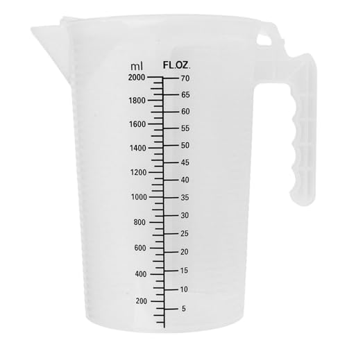 Freebily 1Pcs Kunststoff Messbecher 500ML 1000ML 2000ML Wiederverwendbar Messkanne mit Skala Measuring Cups für Küche Basteln Labor Transparent C 2000ml von Freebily