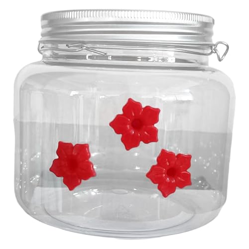 Freebily Kunststoff-Kolibri-Futterspender Klarer Vogelfütterer Hängetopf mit Blumenfütterungsöffnung für draußen Terrasse Typ A 1Pcs One Size von Freebily