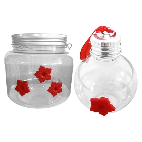 Freebily Kunststoff-Kolibri-Futterspender Klarer Vogelfütterer Hängetopf mit Blumenfütterungsöffnung für draußen Terrasse Typ D 2Pcs One Size von Freebily