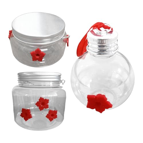 Freebily Kunststoff-Kolibri-Futterspender Klarer Vogelfütterer Hängetopf mit Blumenfütterungsöffnung für draußen Terrasse Typ G 3Pcs One Size von Freebily