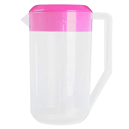 Freebily Plastik Wasserkrug mit Deckel Wasserkanne Kunststoff 1.5L/2L/2.5L Wasserkanne Wasserkaraffe Transparent Krug Kühlschrankkrug Eistee Saftkrug Rose A 2.5L von Freebily