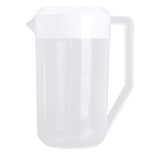 Freebily Plastik Wasserkrug mit Deckel Wasserkanne Kunststoff 1.5L/2L/2.5L Wasserkanne Wasserkaraffe Transparent Krug Kühlschrankkrug Eistee Saftkrug Weiß A 2.5L von Freebily