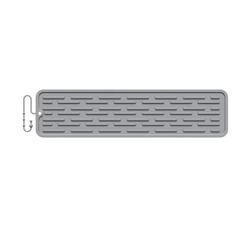 Freebily Trocknungsmatte für die Küchentheke, Abtropfmatte aus Silikon Hitzebeständige Matte für die Arbeitsplatte Untersetzer Grau 70 cm x 9,5 cm One Size von Freebily