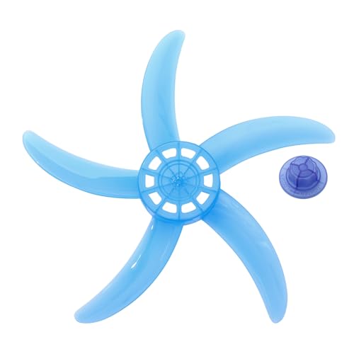 Freebily Universal Kunststoff Lüfterflügel 3/5 Blätter Ersatzteil Ventilatorflügel mit Mutterabdeckung Rotorblatt für Stand Tischventilator Blau D 20 Inch von Freebily