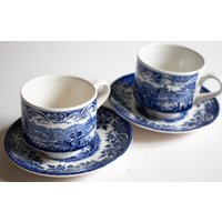 Breithurst Ironstone "The English Scene' Vintage Blaue Und Weiße Transferware Teetassen Untertassen | 2 Breithurst Ironstone "The English Scene' Vintage Blaue Und Weiße Transferware Teetassen Untertassen | 2 von FreeburyandPickle