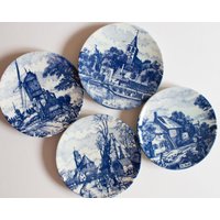 Delfts Blauw Blaue Und Weiße Transferware 17, 5 cm Teller | 4, Transferware, Vintage Willow Pattern China von FreeburyandPickle