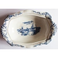 Grimwade Bros. "Delph' Pattern Blau Und Weiss Transferware Terrinen Basis, Blaue Transferware, Antikes von FreeburyandPickle