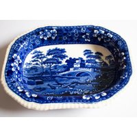 Spodes "Tower' Muster Blaue Und Weiße Transferware Flache Servierschüssel, Blaue Transferware, Vintage Blue China von FreeburyandPickle