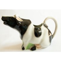 Vintage Tony Holz Studio Schwarz Und Weiß Kuh Milchkännchen, China Milchkännchen von FreeburyandPickle