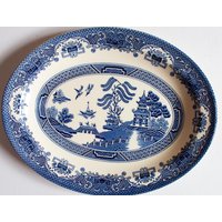 Vintage "Willow' Muster Kleine Blaue Und Weiße Transferware Servierplatte, Willow Porzellan von FreeburyandPickle