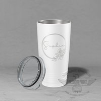 Monogramm Floral Design, Custom Etched, Polar Camel 20Oz Tumbler, Rundes Florales Brautjungfer, Ehrfrau, Mädchenreise Bachelorette von FreedomPrintHouse