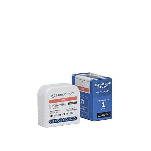 Freedompro MINI WLAN-Relais-Schalter für Smart-Lichter, Steuert 1 Licht, Kompatibel mit HomeKit, Matter, Alexa, Google Home, Überwacht den Verbrauch, 110-240V, 16A, Montage hinter den Tasten von Freedompro