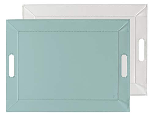 FREEFORM DUO - 2in1 wendbares Tablett & Tischset, mint/grau, Kunstleder, Maße: 55 x 41 cm von FreeForm