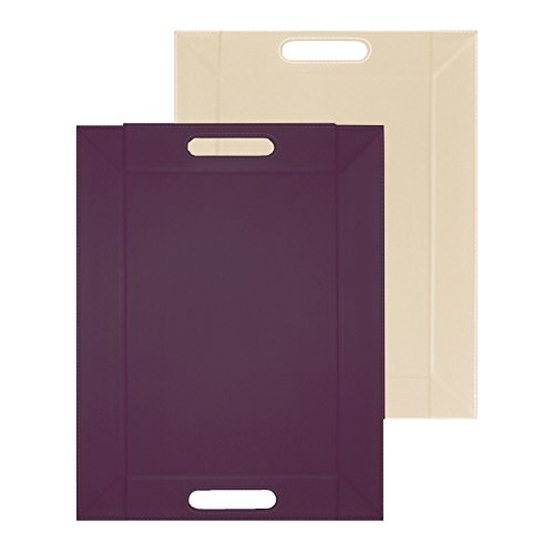 Freeform DUO Tablett 45 x 35 cm | Pflaume/Elfenbein | 2 in 1 Serviertablett und Tischset | bis 90°C hitzebeständiges Wendetablett | Kunstleder Tablett rechteckig | mit Griffen zum Tragen von FreeForm