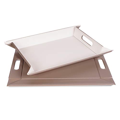 FREEFORM DUO - 2in1 wendbares Tablett & Tischset, weiss/taupe, Kunstleder, Maße: 45 x 35 cm von FreeForm