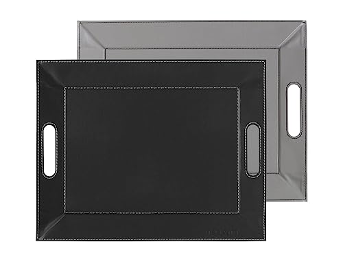 FREEFORM DUO - 2in1 wendbares Tablett & Tischset, grau/schwarz, Kunstleder, Maße: 55 x 41 cm von FreeForm