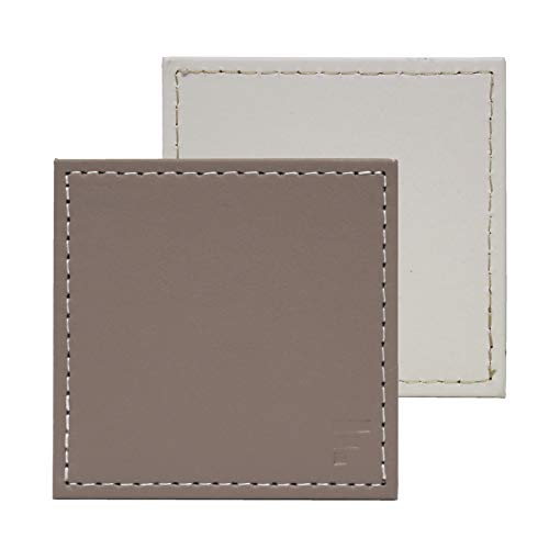 FREEFORM, Kunstleder, 4er Set Untersetzer, Taupe|weiß, 10 x 10 x 0,5 cm von FreeForm