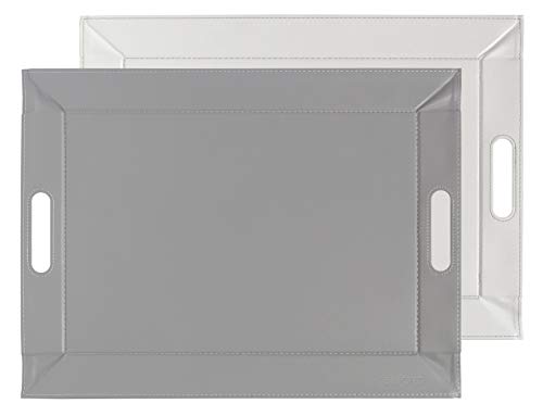 FREEFORM Duo-Wendetablett, grau/weiß, groß Tablett, Kunstleder, 55 x 41 x 0,8 cm von FreeForm