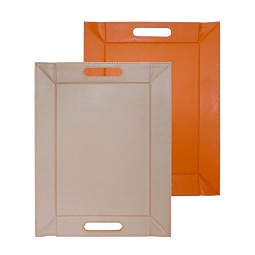 FreeForm Tablett, zweifarbig, wendbar, Kunstleder, Kunstleder, Orange - Taupe, 45 x 35 cm von FreeForm