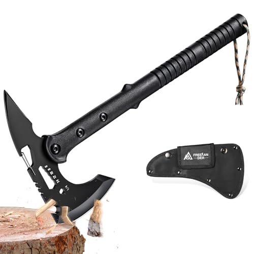 Freelander Survival Axt Mit Spitze - Scharfe Camping Beil Mit Nylon Scheide, Outdoor Multitool Zum Holz Spalten, ABS Griff - Bushcraft Für Abenteuer, Geschenke Für Männer von Freelander
