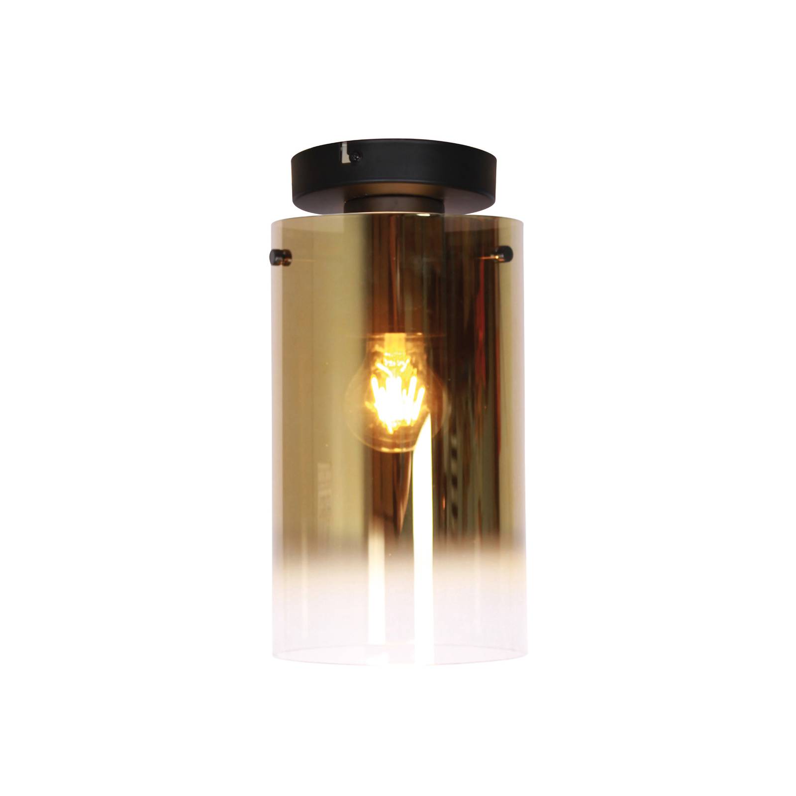 Deckenlampe Ventotto, schwarz/gold, Ø 15 cm, Glas von Freelight