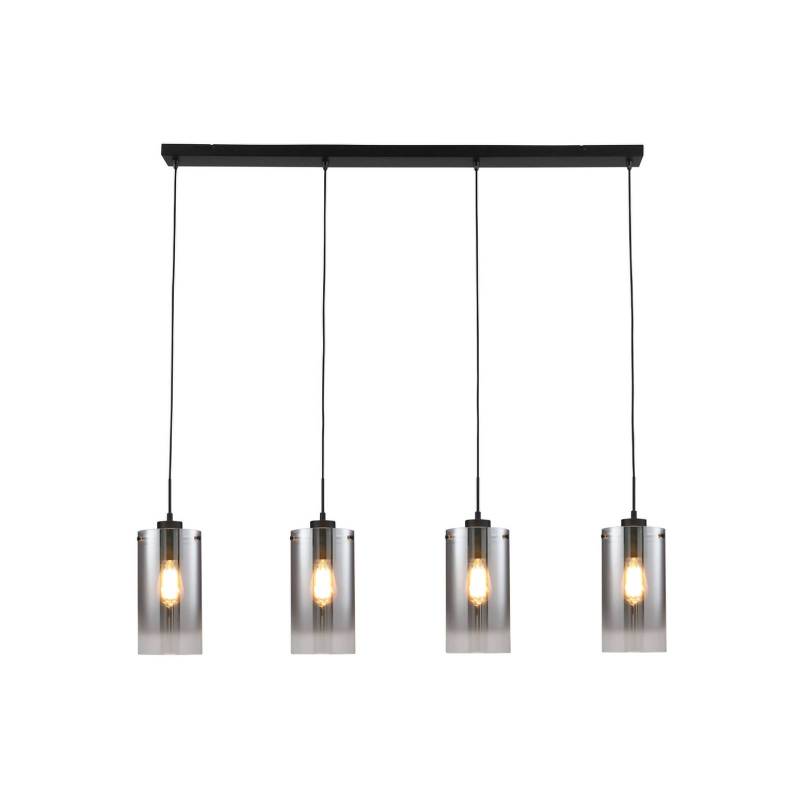 Hängelampe Ventotto, schwarz/rauch, Länge 125 cm, 4-flg. von Freelight