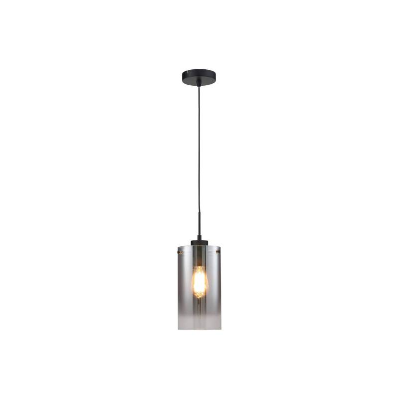 Hängelampe Ventotto, schwarz/rauch, Ø 15 cm, Glas von Freelight