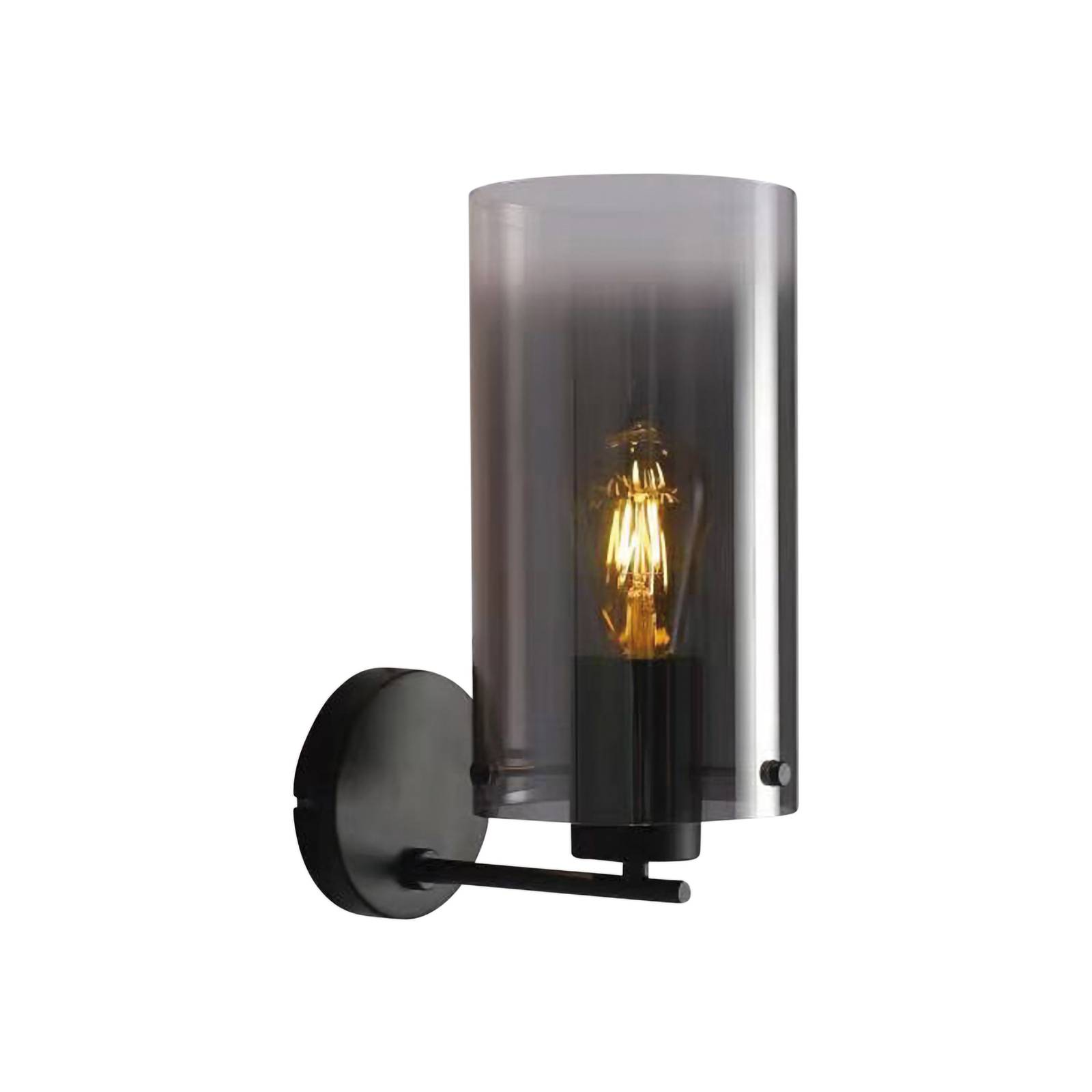 Wandlampe Ventotto, schwarz, rauchgrau, Breite 15 cm, Metall von Freelight