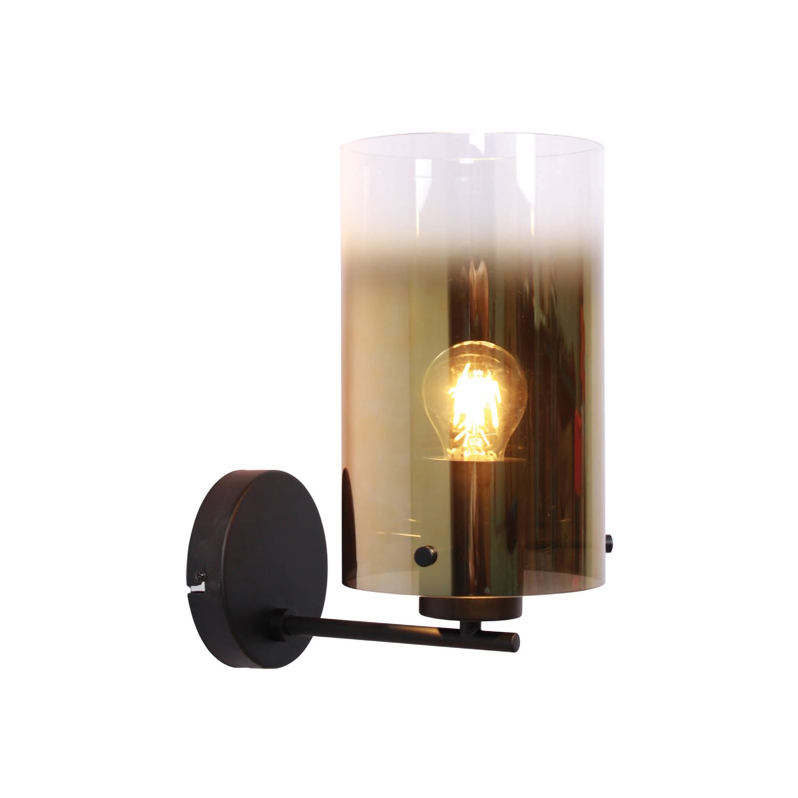 Wandlampe Ventotto, schwarz/gold, Breite 15 cm, Metall/Glas von Freelight