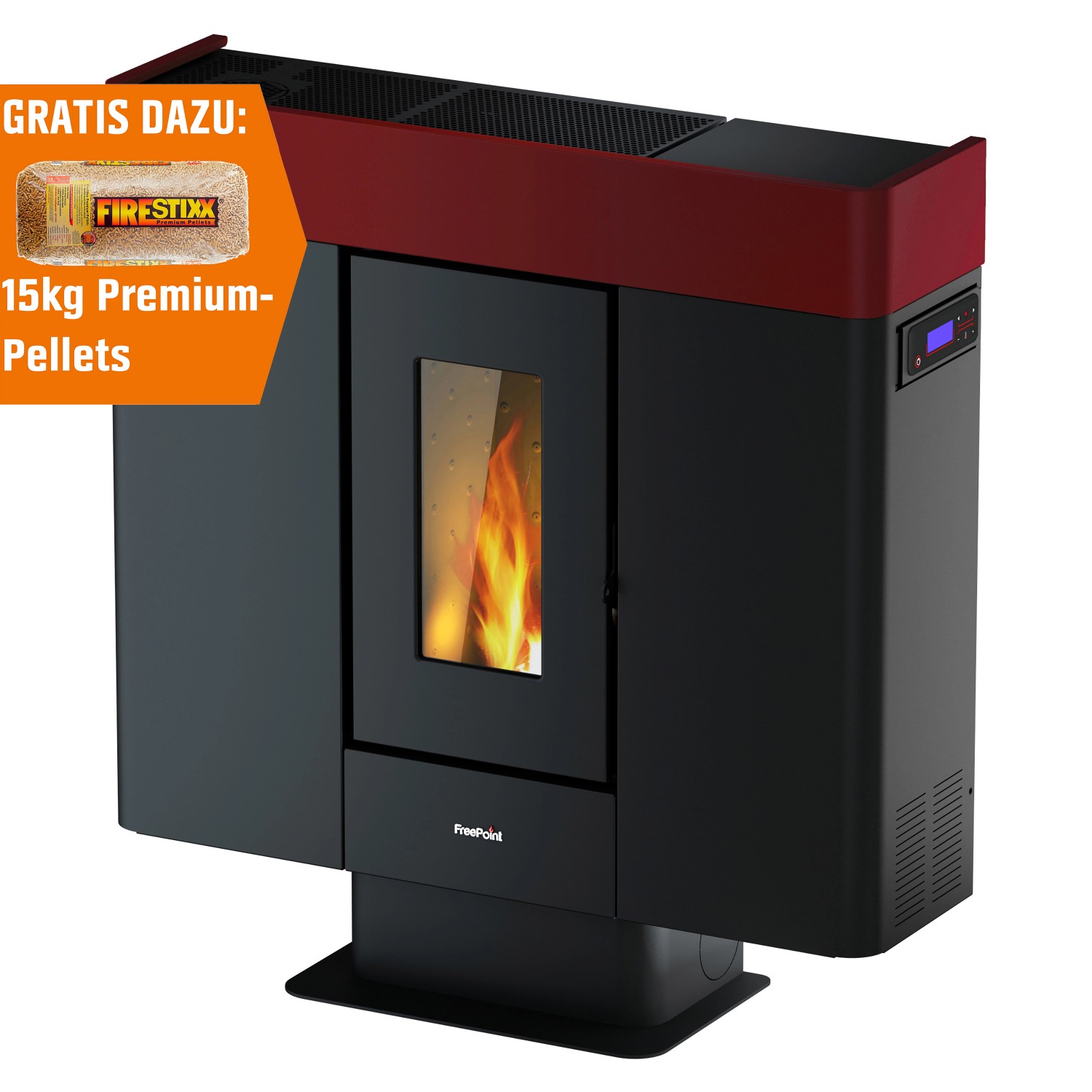 Freepoint Pelletofen Moon Stahl Bordeaux 10 kW EEK: A+ von Freepoint