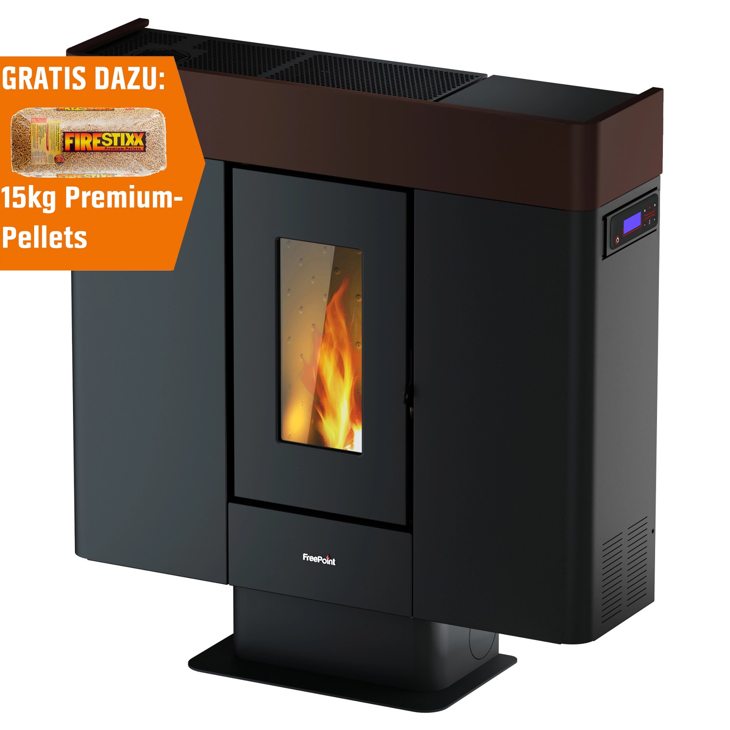 Freepoint Pelletofen Moon Stahl Braun 10 kW EEK: A+ von Freepoint