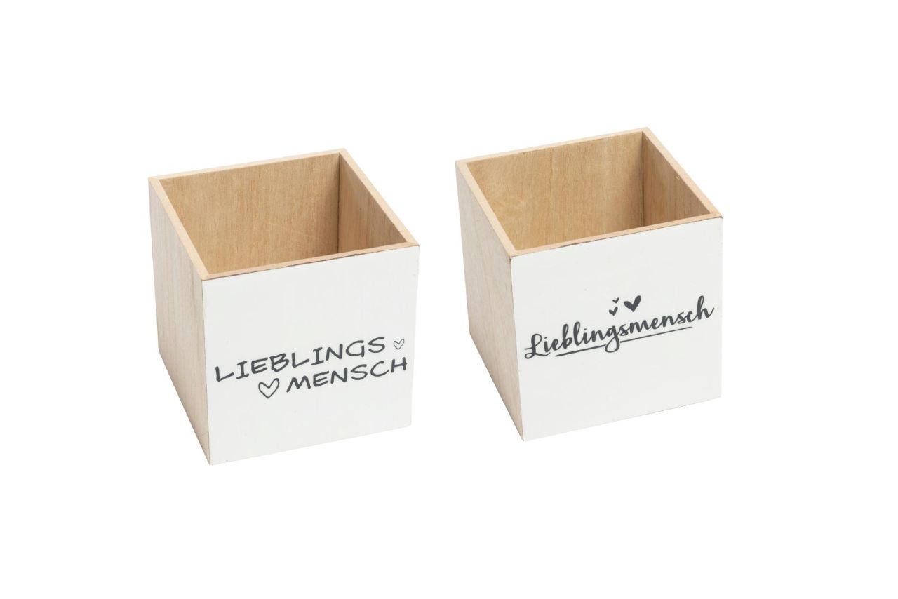 Freese Holz-Box, lasiert Lieblingsmensch weiß/schwarz 12 x 12 x12 cm von Freese