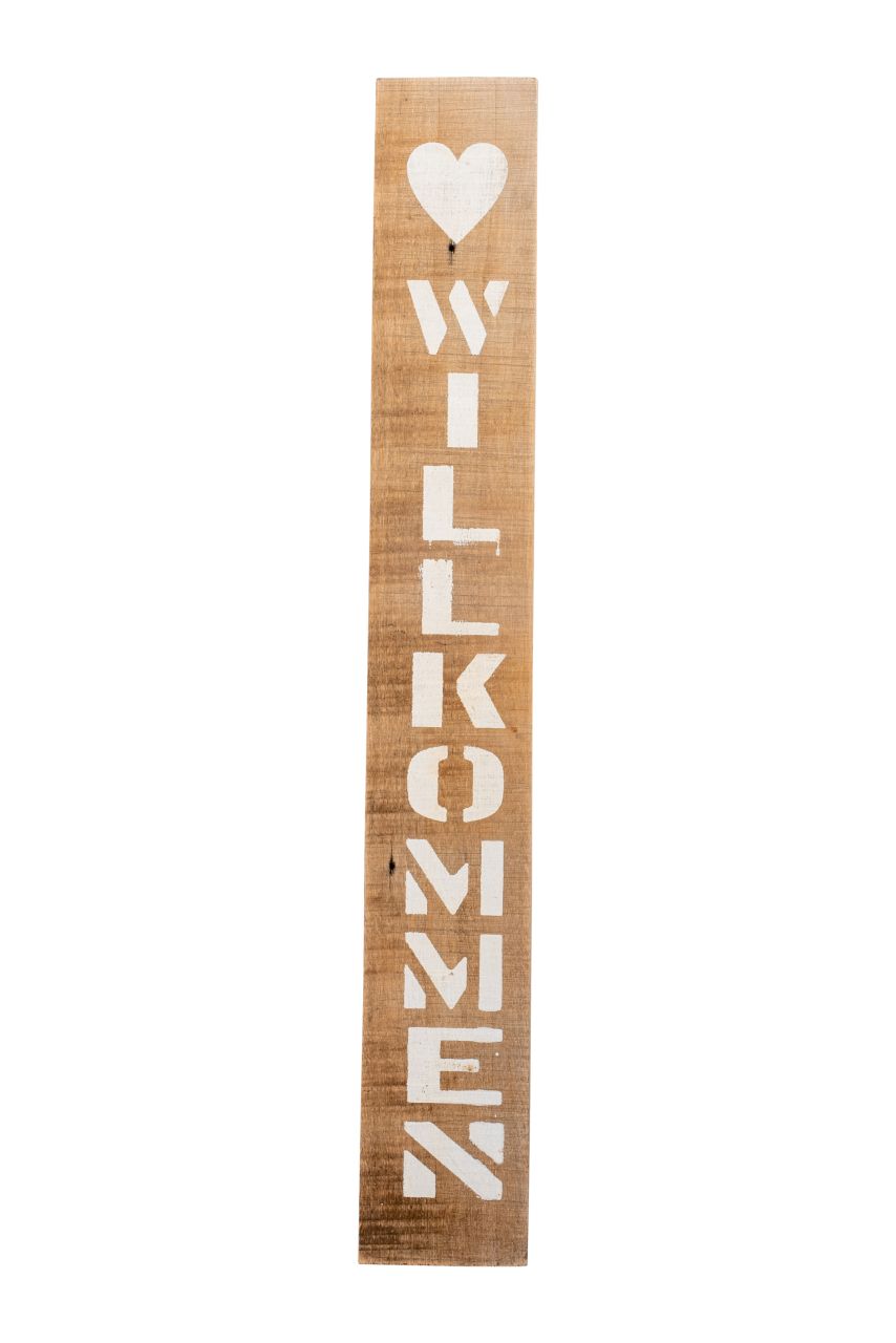 Freese Holz-Schild Willkommen senkrecht, braun, 90 x 10 cm von Freese