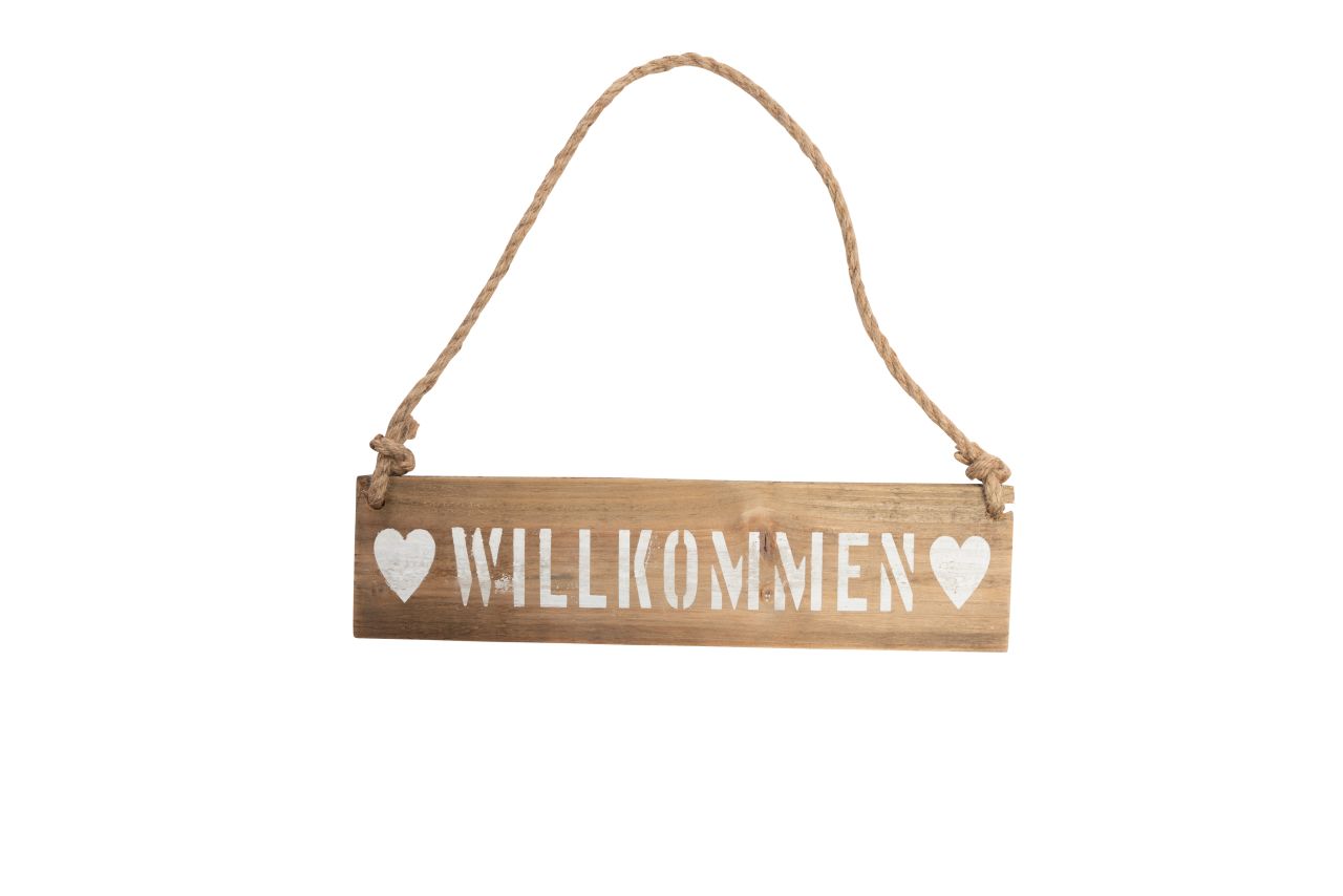 Freese Holz-Schild Willkommen waagerecht, braun, 40 x 10 cm von Freese