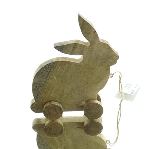 FREESE Nature Trends Oster-Deko Hase Natur auf 4 Rollen 19 cm - Mangoholz, 21MH06 von Freese