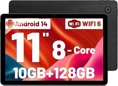 Freeski Tablet 11 Zoll (2025), Android 14 Tablet PC Octa-Core, 5G WiFi, Bluetooth 5.0, 10GB RAM 128GB ROM 1TB TF, 1280x800 IPS, 6800mAh, 5MP+8MP, Widevine L1 (Schwarz, 11 inch) von Freeski