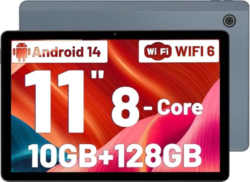 Freeski Tablet 11 Zoll (2025), Android 14 Tablet PC Octa-Core, 5G WiFi, Bluetooth 5.0, 10GB RAM 128GB ROM 1TB TF, 1280x800 IPS, 6800mAh, 5MP+8MP, Widevine L1 (Grau, 11 inch) von Freeski