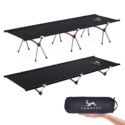 TOMOUNT Feldbett Leichtes Campingliege Aluminiumlegierung Kompaktes Campingbett Reisebett für Balkon, Garten, Zelten, Outdoor Wanderung - Schwarz von FreiZelt