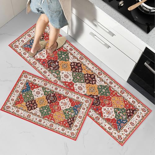 Freiesoldaten Küchenteppich-Sets 2 Stück rutschfest Küchenmatte Saugfähig Waschbar Stehende Matten für Küche Schlafzimmer Wohnzimmer 40x60cm + 40x120cm von Freiesoldaten