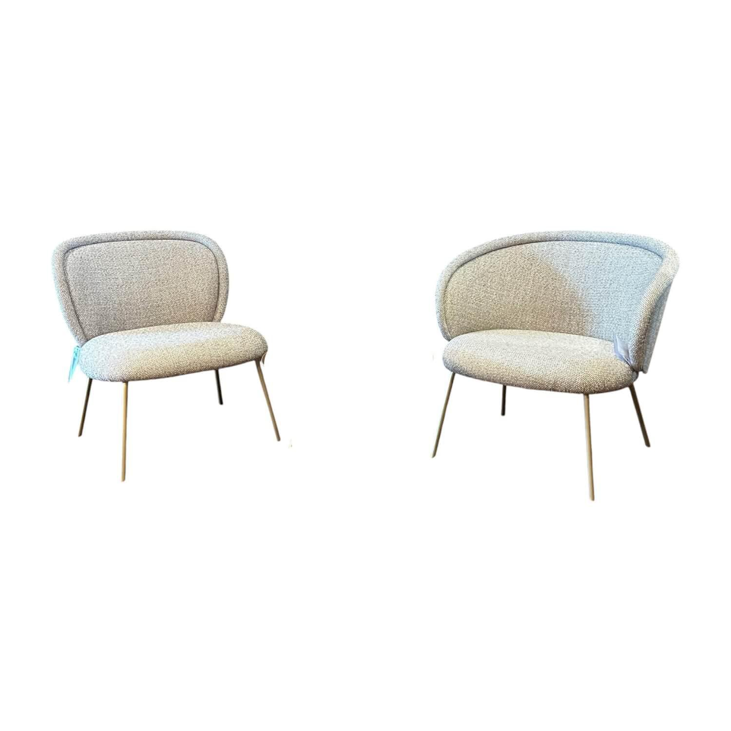 2er Set Stuhl Ona Cocktail Stoff Sahco Safire 0004 Grau Gestell Stahl Messing Gr... von Freifrau