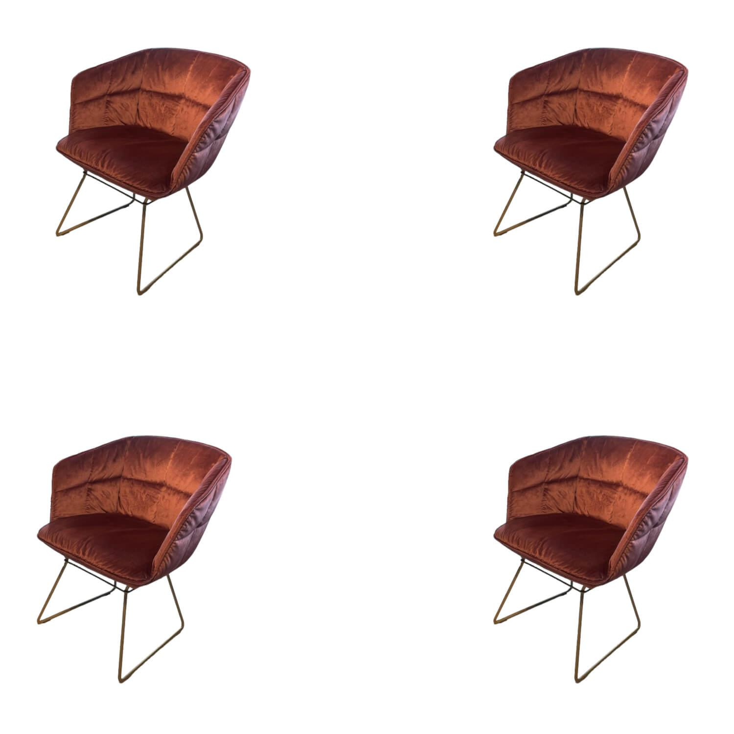 4er Set Armchair Marla Stoff Avalon 2 Altrose Rot Drahtgestell Metall Messing ME... 4er Set Armchair Marla Stoff Avalon 2 Altrose Rot Drahtgestell Metall Messing ME... von Freifrau