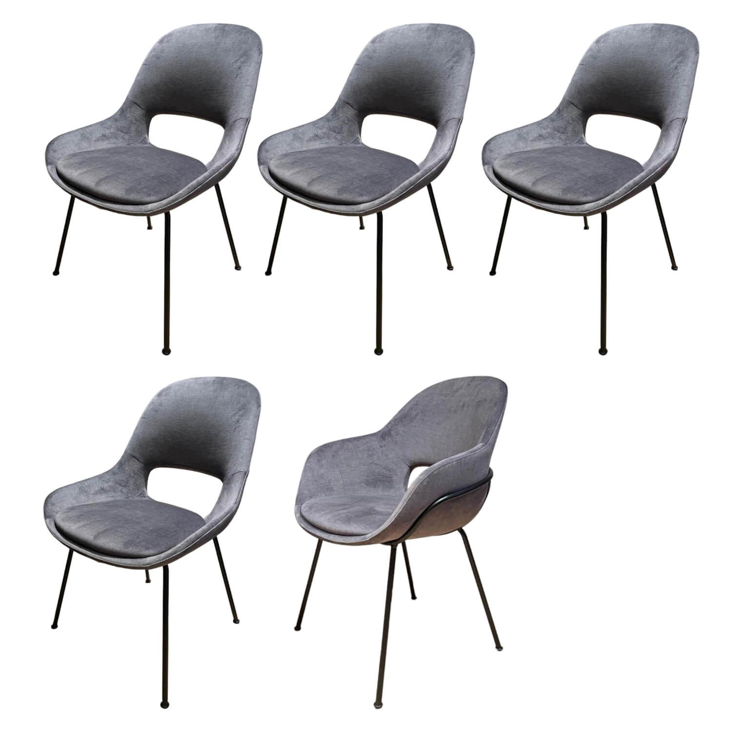 5er-Set Theia Stühle Stoff Smart Elephant Grau Stahlgestell Tiefschwarz 5er-Set Theia Stühle Stoff Smart Elephant Grau Stahlgestell Tiefschwarz von Freifrau