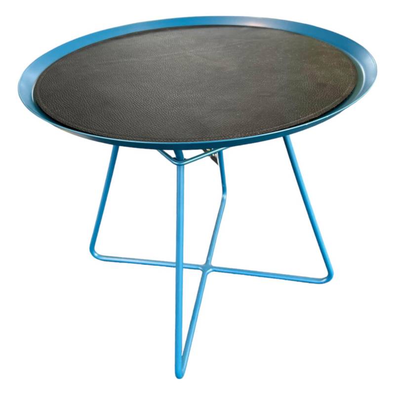 Beistelltisch Leya Coffee Table Large Tablett Metall RAL 5001 Blau Einlage Leder... von Freifrau