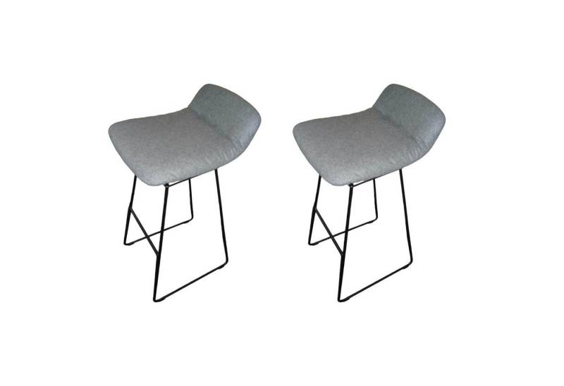 Freifrau Essgruppe 2er-Set Leya Barstool Low Grauer Loden Filigranes Drahtgestell von Freifrau