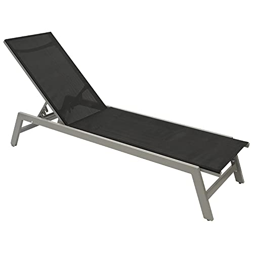 Freital Handels GmbH Gartenliege Mit Rollen Alu Silber Textilgewebe Schwarz von Freital Handels GmbH